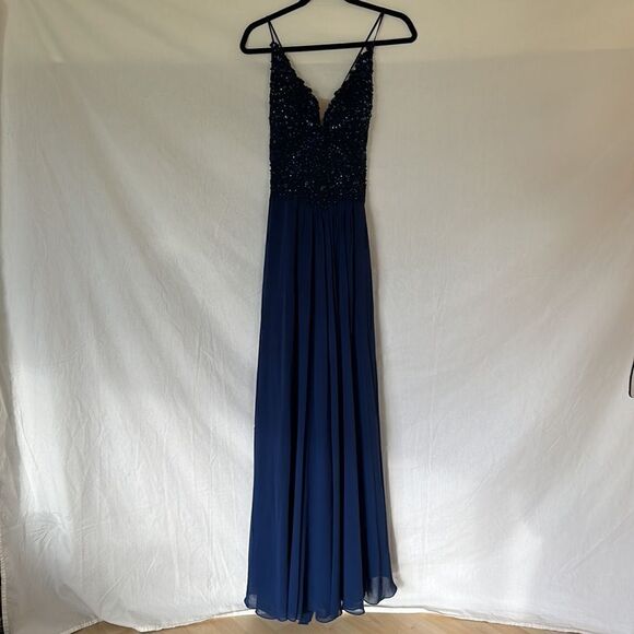 Faviana v- neck chiffon sequined evening dress size 14 - Picture 5 of 10